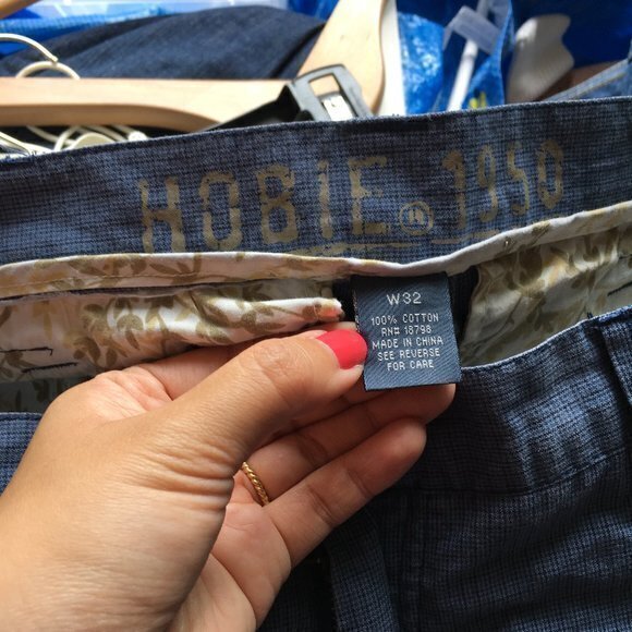 HOBIE 1950 VINTAGE SHORTS PLAID SIZE 32 NAVY BLUE - Picture 3 of 5